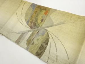 手織り真綿紬抽象模様織出し名古屋帯